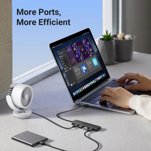 USB-хаб Ugreen CM219 USB 4 in 1 (25851) Black купить в Украине: Киев, Днепр, Харьков, Одесса  | Низкая цена, отзывы, характеристики от TELEMART фото
