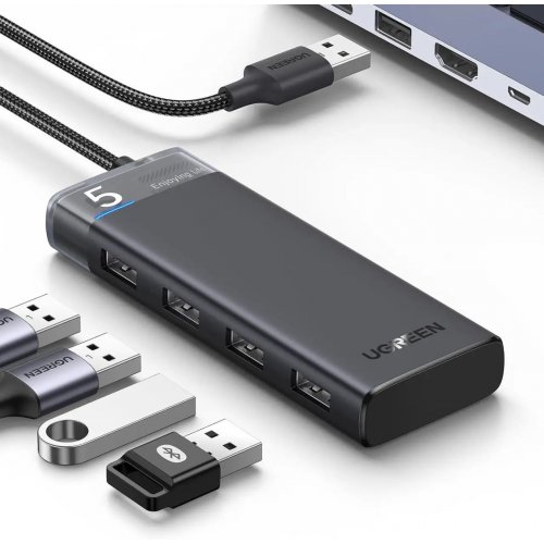 USB-хаб Ugreen CM653 USB 4 in 1 (15548) Black купить в Украине: Киев, Днепр, Харьков, Одесса  | Низкая цена, отзывы, характеристики от TELEMART фото