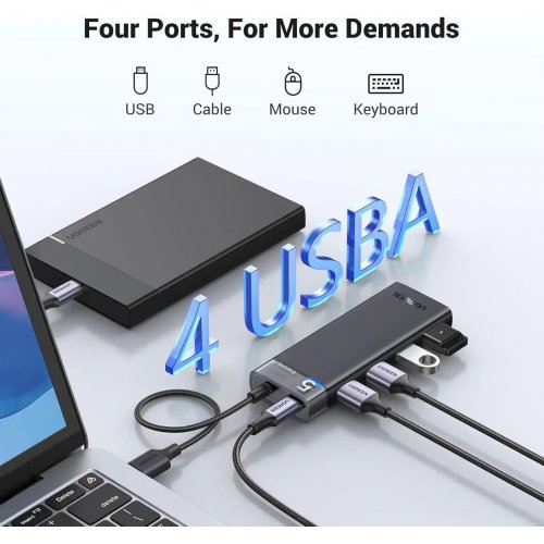 USB-хаб Ugreen CM653 USB 4 in 1 (15548) Black купить в Украине: Киев, Днепр, Харьков, Одесса  | Низкая цена, отзывы, характеристики от TELEMART фото