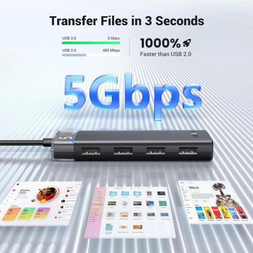 USB-хаб Ugreen CM653 USB 4 in 1 (15548) Black купить в Украине: Киев, Днепр, Харьков, Одесса  | Низкая цена, отзывы, характеристики от TELEMART фото
