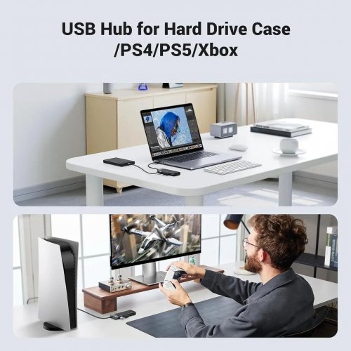 USB-хаб Ugreen CM653 USB 4 in 1 (15548) Black купить в Украине: Киев, Днепр, Харьков, Одесса  | Низкая цена, отзывы, характеристики от TELEMART фото