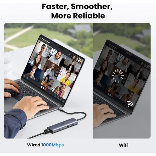 USB-хаб Ugreen CM512 USB Type-C 5 in 1 (45320) Grey купить в Украине: Киев, Днепр, Харьков, Одесса  | Низкая цена, отзывы, характеристики от TELEMART фото
