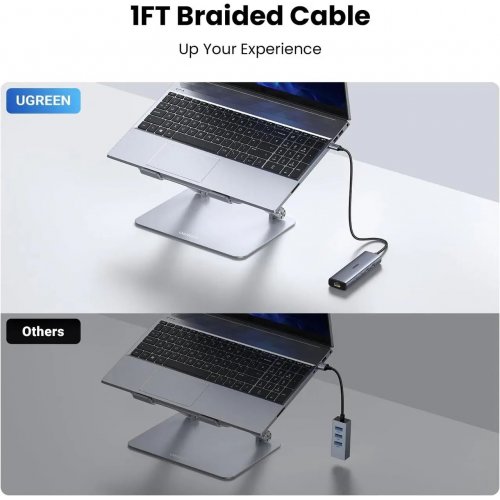 USB-хаб Ugreen CM512 USB Type-C 5 in 1 (45320) Grey купить в Украине: Киев, Днепр, Харьков, Одесса  | Низкая цена, отзывы, характеристики от TELEMART фото
