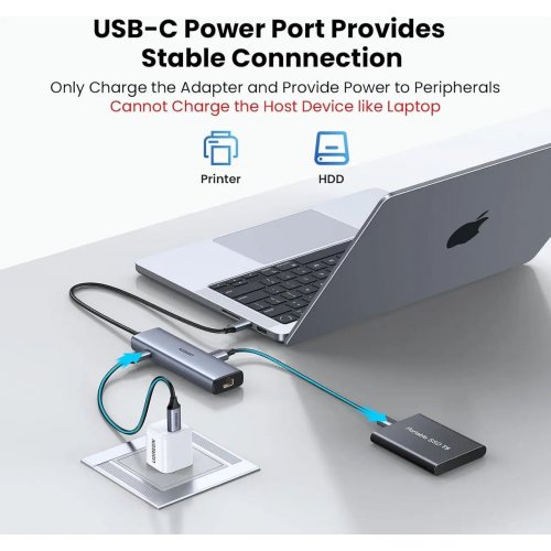 USB-хаб Ugreen CM512 USB Type-C 5 in 1 (45320) Grey купить в Украине: Киев, Днепр, Харьков, Одесса  | Низкая цена, отзывы, характеристики от TELEMART фото