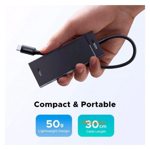USB-хаб Ugreen CM806 with PD Power Port USB Type-C 4 in 1 (55334) Black купить в Украине: Киев, Днепр, Харьков, Одесса  | Низкая цена, отзывы, характеристики от TELEMART фото