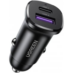 Автомобильное зарядное устройство Ugreen EC305 Super Mini USB + USB Type-C 30W (25845) Black