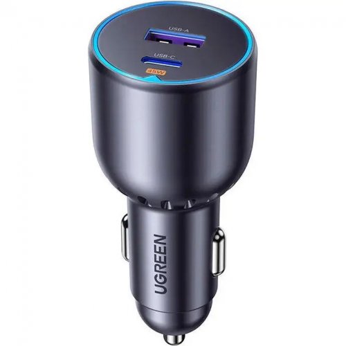 Автомобильное зарядное устройство Ugreen EC701 USB + USB Type-C 63W (35023) Gray купить в Украине: Киев, Днепр, Харьков, Одесса  | Низкая цена, отзывы, характеристики от TELEMART фото