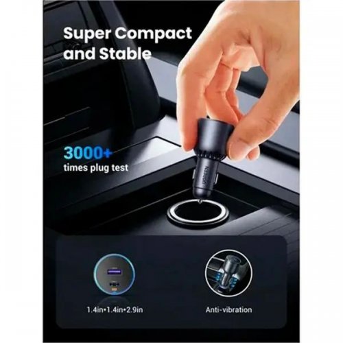 Автомобильное зарядное устройство Ugreen EC701 USB + USB Type-C 63W (35023) Gray купить в Украине: Киев, Днепр, Харьков, Одесса  | Низкая цена, отзывы, характеристики от TELEMART фото