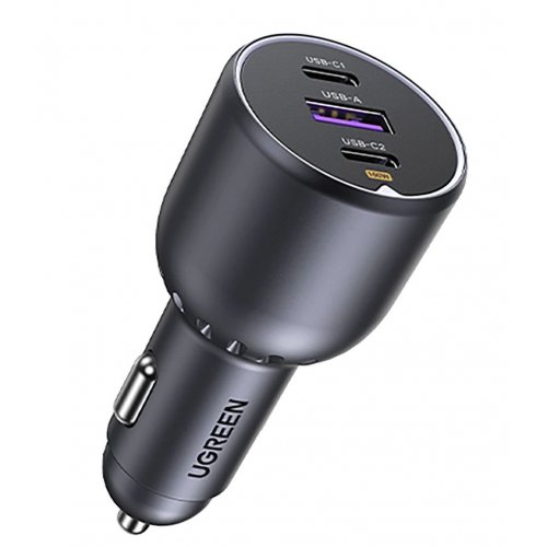 Автомобильное зарядное устройство Ugreen EC705 USB + 2 x USB Type-C 130W (35025) Black купить в Украине: Киев, Днепр, Харьков, Одесса  | Низкая цена, отзывы, характеристики от TELEMART фото