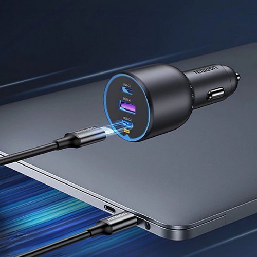Автомобильное зарядное устройство Ugreen EC705 USB + 2 x USB Type-C 130W (35025) Black купить в Украине: Киев, Днепр, Харьков, Одесса  | Низкая цена, отзывы, характеристики от TELEMART фото