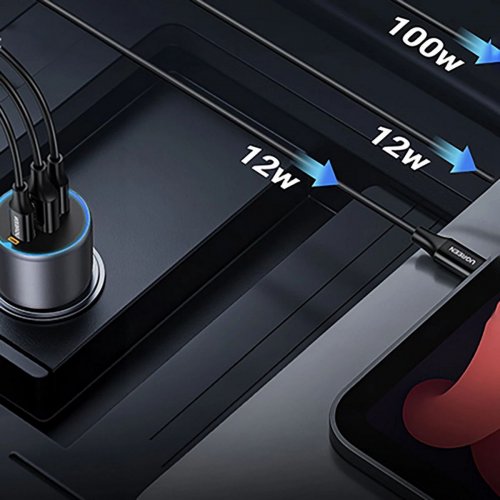 Автомобильное зарядное устройство Ugreen EC705 USB + 2 x USB Type-C 130W (35025) Black купить в Украине: Киев, Днепр, Харьков, Одесса  | Низкая цена, отзывы, характеристики от TELEMART фото