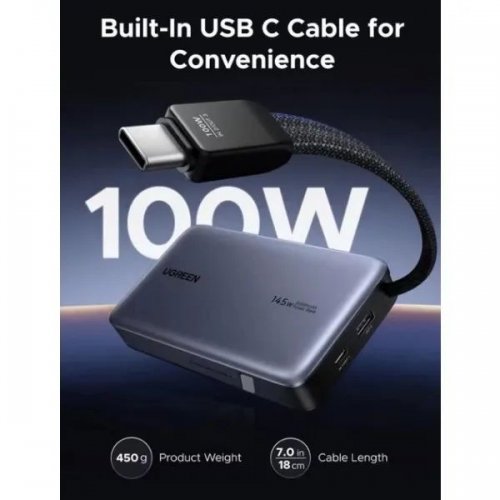 Powerbank Ugreen PB551 20000mAh 145W (55992B) Gray купити в Україні: Київ, Львів, Хмельницький, Тернопіль, Івано-Франківськ | Низька ціна, відгуки, характеристики від TELEMART фото