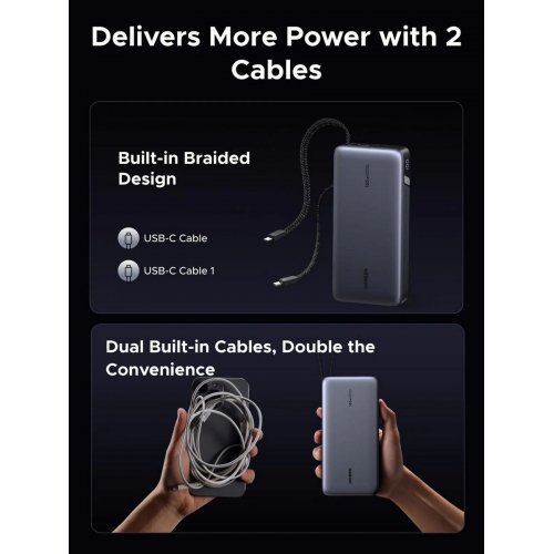 Powerbank Ugreen PB552 25000mAh 165W (55995B) Gray купити в Україні: Київ, Львів, Хмельницький, Тернопіль, Івано-Франківськ | Низька ціна, відгуки, характеристики від TELEMART фото