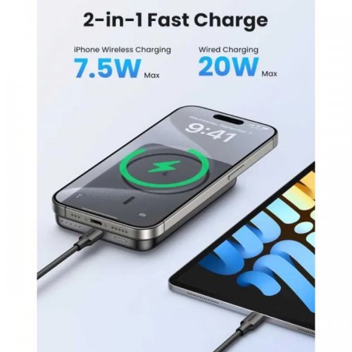 Powerbank Ugreen PB561 Magnetic Wireless 10000mAh 20W (25919) Black купити в Україні: Київ, Львів, Хмельницький, Тернопіль, Івано-Франківськ | Низька ціна, відгуки, характеристики від TELEMART фото