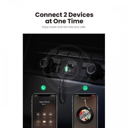 Bluetooth-ресивер Ugreen CM309 Bluetooth 5.0 Car Receiver Aux with Mic (70601) Space Gray купить в Украине: Киев, Днепр, Харьков, Одесса  | Низкая цена, отзывы, характеристики от TELEMART фото
