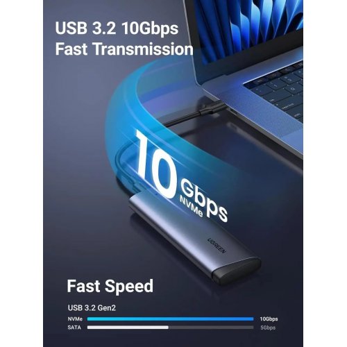 Зовнішня кишеня Ugreen CM767 M.2 NVME to USB Type-C (35267) Grey купити в Україні: Київ, Львів, Хмельницький, Тернопіль, Івано-Франківськ | Низька ціна, відгуки, характеристики від TELEMART фото