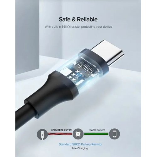 Кабель Ugreen US287 USB to USB Type-C 3A 0.5m (60115) Black купить в Украине: Киев, Днепр, Харьков, Одесса  | Низкая цена, отзывы, характеристики от TELEMART фото