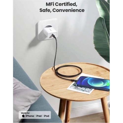 Кабель Ugreen US287 USB Type-C to Lightning 3A 2m (60752) Black купить в Украине: Киев, Днепр, Харьков, Одесса  | Низкая цена, отзывы, характеристики от TELEMART фото