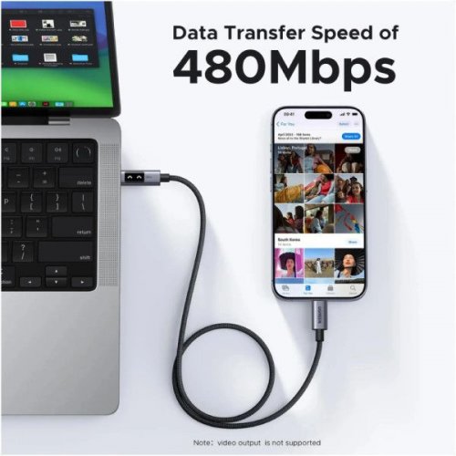 Кабель Ugreen L509 Uno USB Type-C to USB Type-C 100W 1m (35501) Black купити в Україні: Київ, Львів, Хмельницький, Тернопіль, Івано-Франківськ | Низька ціна, відгуки, характеристики від TELEMART фото