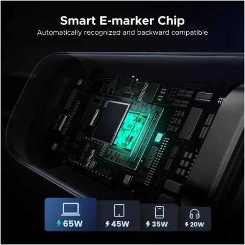 Кабель Ugreen L509 Uno USB Type-C to USB Type-C 100W 1m (35501) Black купити в Україні: Київ, Львів, Хмельницький, Тернопіль, Івано-Франківськ | Низька ціна, відгуки, характеристики від TELEMART фото