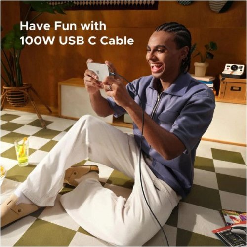 Кабель Ugreen L509 Uno USB Type-C to USB Type-C 100W 1m (35501) Black купити в Україні: Київ, Львів, Хмельницький, Тернопіль, Івано-Франківськ | Низька ціна, відгуки, характеристики від TELEMART фото