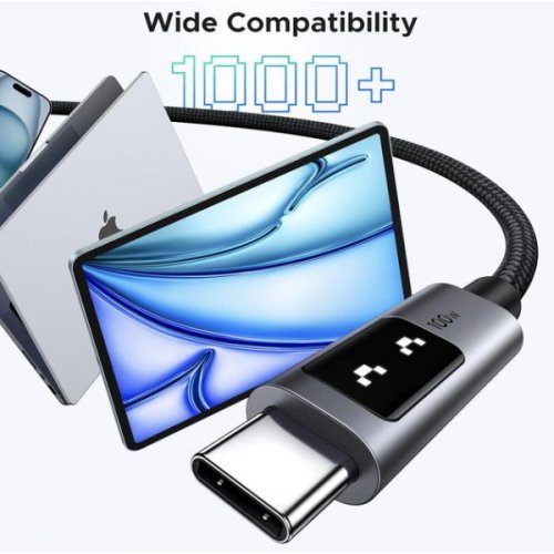 Кабель Ugreen L509 Uno USB Type-C to USB Type-C 100W 1m (35501) Black купити в Україні: Київ, Львів, Хмельницький, Тернопіль, Івано-Франківськ | Низька ціна, відгуки, характеристики від TELEMART фото