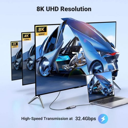 Адаптер Ugreen CM654 USB Type-C to DisplayPort 8K (15575) Grey купити в Україні: Київ, Львів, Хмельницький, Тернопіль, Івано-Франківськ | Низька ціна, відгуки, характеристики від TELEMART фото