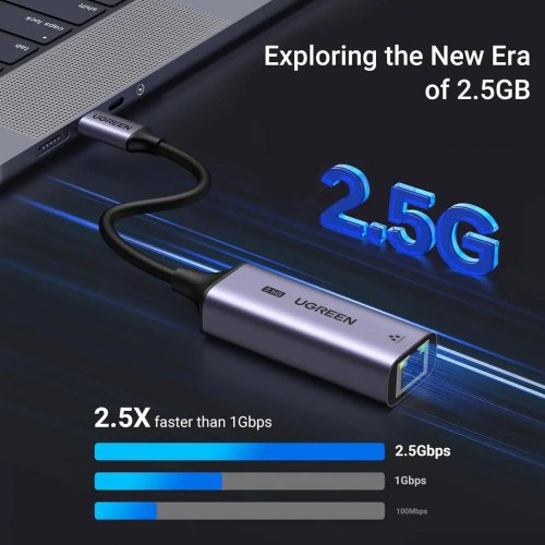 Сетевая карта Ugreen CM648 USB Type-C to RJ-45 Ethernet (25052) Grey купить в Украине: Киев, Днепр, Харьков, Одесса  | Низкая цена, отзывы, характеристики от TELEMART фото