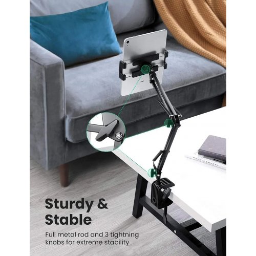 Штатив Ugreen LP144 Tablet Holder With Overhead Long Arm (50394) Black купити в Україні: Київ, Львів, Хмельницький, Тернопіль, Івано-Франківськ | Низька ціна, відгуки, характеристики від TELEMART фото