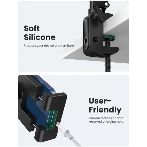 Штатив Ugreen LP144 Tablet Holder With Overhead Long Arm (50394) Black купити в Україні: Київ, Львів, Хмельницький, Тернопіль, Івано-Франківськ | Низька ціна, відгуки, характеристики від TELEMART фото
