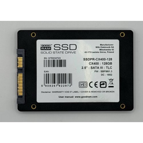 Ssd-диск GoodRAM CX400 TLC 128GB 2.5" (SSDPR-CX400-128) (Восстановлено продавцом, 879889) купить в Украине: Киев, Днепр, Харьков, Одесса  | Проверка совместимости, низкая цена, отзывы, характеристики от TELEMART фото