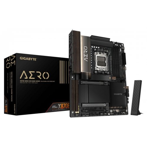 Материнська плата Gigabyte X870E AERO X3D DARK WOOD (sAM5, AMD X870E) купити в Україні: Київ, Львів, Хмельницький, Тернопіль, Івано-Франківськ | Перевірка сумісності, низька ціна, відгуки, характеристики від TELEMART фото
