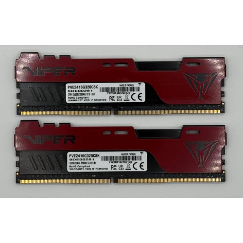 Озп Patriot DDR4 16GB (2x8GB) 3200Mhz Viper Elite II (PVE2416G320C8K) (Відновлено продавцем, 880103) купити в Україні: Київ, Львів, Хмельницький, Тернопіль, Івано-Франківськ | Перевірка сумісності, низька ціна, відгуки, характеристики від TELEMART фото