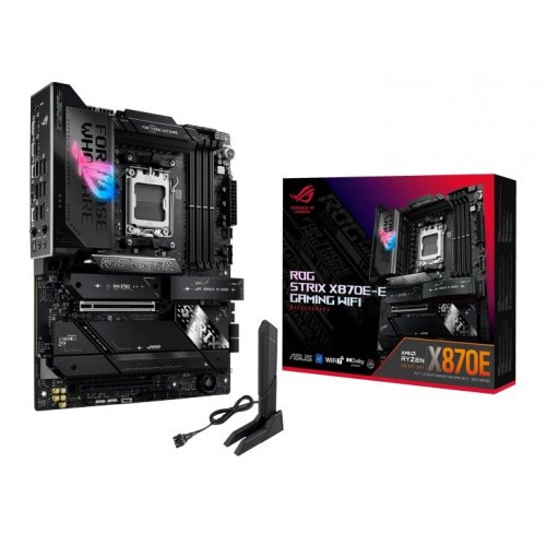 Уценка материнская плата Asus ROG STRIX X870E-E GAMING WIFI (sAM5, AMD X870E) (Вскрытая упаковка, 880290) купить в Украине: Киев, Днепр, Харьков, Одесса  | Проверка совместимости, низкая цена, отзывы, характеристики от TELEMART фото