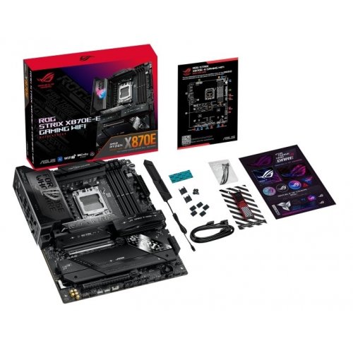 Уценка материнская плата Asus ROG STRIX X870E-E GAMING WIFI (sAM5, AMD X870E) (Вскрытая упаковка, 880290) купить в Украине: Киев, Днепр, Харьков, Одесса  | Проверка совместимости, низкая цена, отзывы, характеристики от TELEMART фото