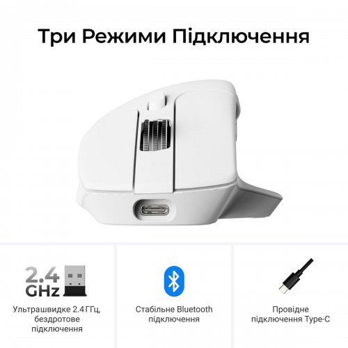 Миша Keychron M6S Wireless (M6S-B72) White купити в Україні: Київ, Львів, Хмельницький, Тернопіль, Івано-Франківськ | Низька ціна, відгуки, характеристики від TELEMART фото