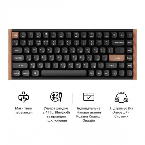 Клавиатура Keychron K2 HE Magnetic Switch Wireless (K2H-F1-UA) Black купить в Украине: Киев, Днепр, Харьков, Одесса  | Низкая цена, отзывы, характеристики от TELEMART фото