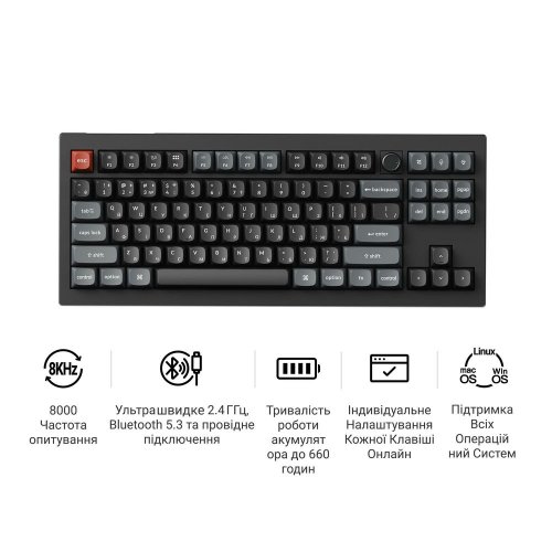 Клавиатура Keychron V3 Ultra Keychron Red Switch Wireless (V3U-D1-UA) Black купить в Украине: Киев, Днепр, Харьков, Одесса  | Низкая цена, отзывы, характеристики от TELEMART фото