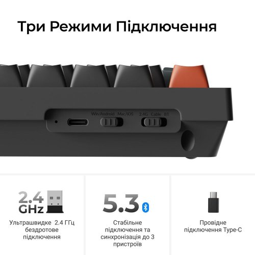 Клавиатура Keychron V6 Ultra Keychron Red Switch Wireless (V6U-D1-UA) Black купить в Украине: Киев, Днепр, Харьков, Одесса  | Низкая цена, отзывы, характеристики от TELEMART фото