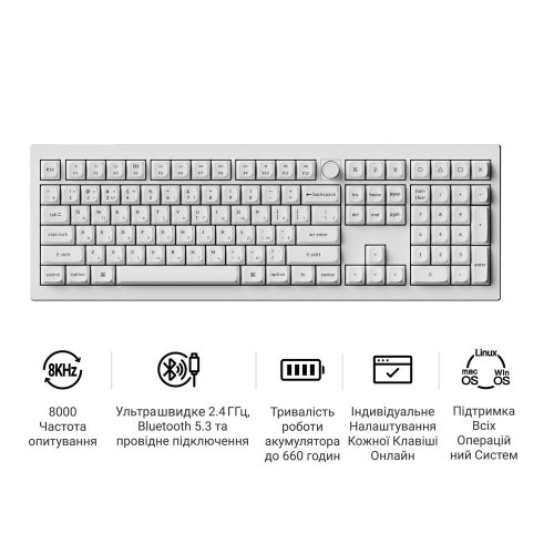 Клавиатура Keychron V6 Ultra Keychron Red Switch Wireless (V6U-F1-UA) White купить в Украине: Киев, Днепр, Харьков, Одесса  | Низкая цена, отзывы, характеристики от TELEMART фото