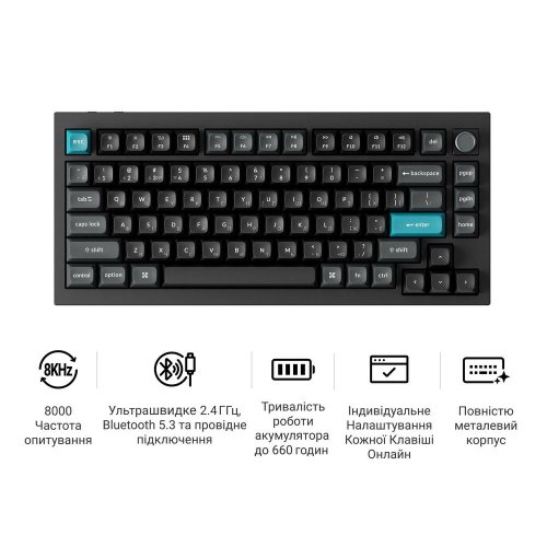 Клавиатура Keychron Q1 Ultra Keychron Red Switch Wireless (Q1U-M1-UA) Black купить в Украине: Киев, Днепр, Харьков, Одесса  | Низкая цена, отзывы, характеристики от TELEMART фото