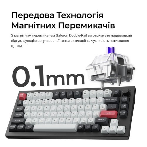 Клавиатура Keychron Q1 HE Magnetic Switch Wireless (Q1H-M1-UA) Black купить в Украине: Киев, Днепр, Харьков, Одесса  | Низкая цена, отзывы, характеристики от TELEMART фото