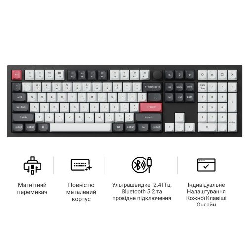 Клавиатура Keychron Q6 HE Magnetic Switch Wireless (Q6H-M1-UA) Black купить в Украине: Киев, Днепр, Харьков, Одесса  | Низкая цена, отзывы, характеристики от TELEMART фото
