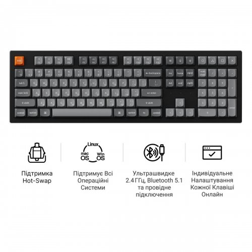 Клавиатура Keychron K10 Max Keychron Super Banana Switch Wireless (K10M-H4-UA) Black купить в Украине: Киев, Днепр, Харьков, Одесса  | Низкая цена, отзывы, характеристики от TELEMART фото