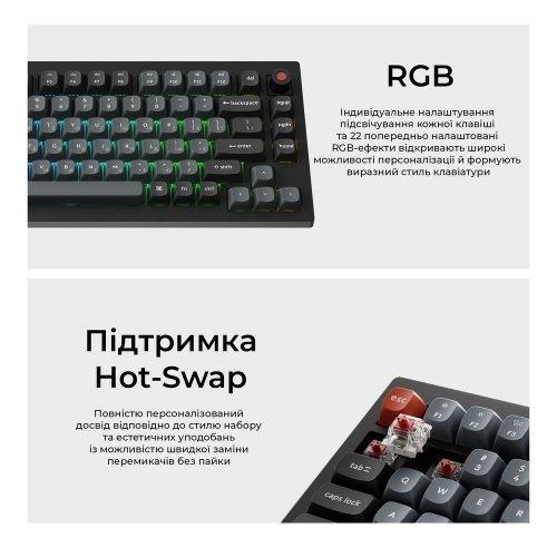 Клавиатура Keychron V1 8K Keychron Super Red Switch (V1W-D1-UA) Black купить в Украине: Киев, Днепр, Харьков, Одесса  | Низкая цена, отзывы, характеристики от TELEMART фото
