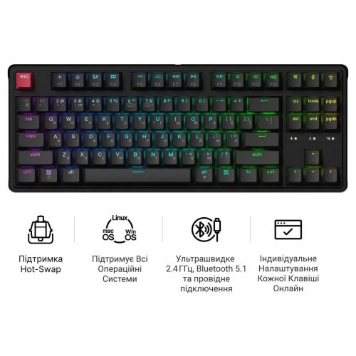 Клавиатура Keychron C3 Max Super Red Switch Wireless (C3M-H1-UA) Black купить в Украине: Киев, Днепр, Харьков, Одесса  | Низкая цена, отзывы, характеристики от TELEMART фото