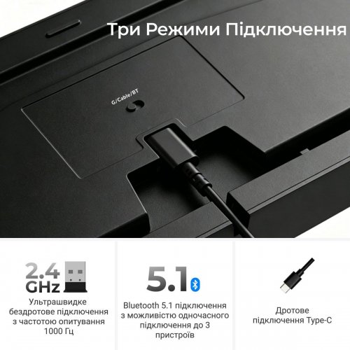 Клавиатура Keychron C3 Max Super Red Switch Wireless (C3M-H1-UA) Black купить в Украине: Киев, Днепр, Харьков, Одесса  | Низкая цена, отзывы, характеристики от TELEMART фото