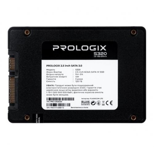 SSD-диск Prologix S320 3D TLC 120GB 2.5" (PRO120GS320) OEM купити в Україні: Київ, Львів, Хмельницький, Тернопіль, Івано-Франківськ | Перевірка сумісності, низька ціна, відгуки, характеристики від TELEMART фото
