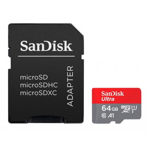 Карта памяти SanDisk microSDXC Ultra 64GB Class 10 UHS-I A1 (с адаптером) (SDSQUAB-064G-GN6IA) купить в Украине: Киев, Днепр, Харьков, Одесса  | Низкая цена, отзывы, характеристики от TELEMART фото