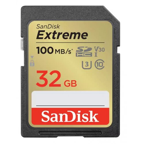Карта памяти SanDisk SDHC Extreme 32GB Class 10 UHS-I V30 U3 (SDSDXVT-032G-GNCIN) купить в Украине: Киев, Днепр, Харьков, Одесса  | Низкая цена, отзывы, характеристики от TELEMART фото